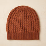 HAB04 Men's Cashmere Beanie - Heritage Cable Knit Amber 1