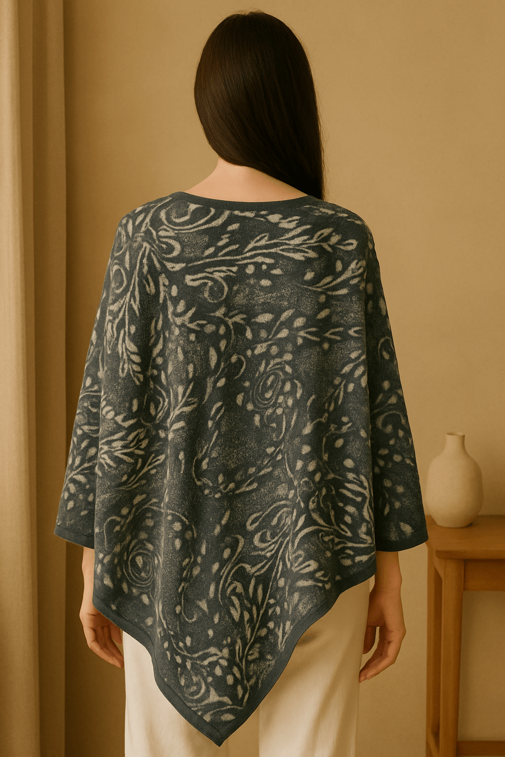 NPIA Certified 100% Pure Himalayan Cashmere Pashmina Shawl | Smoky Magnolia Cape Wrap