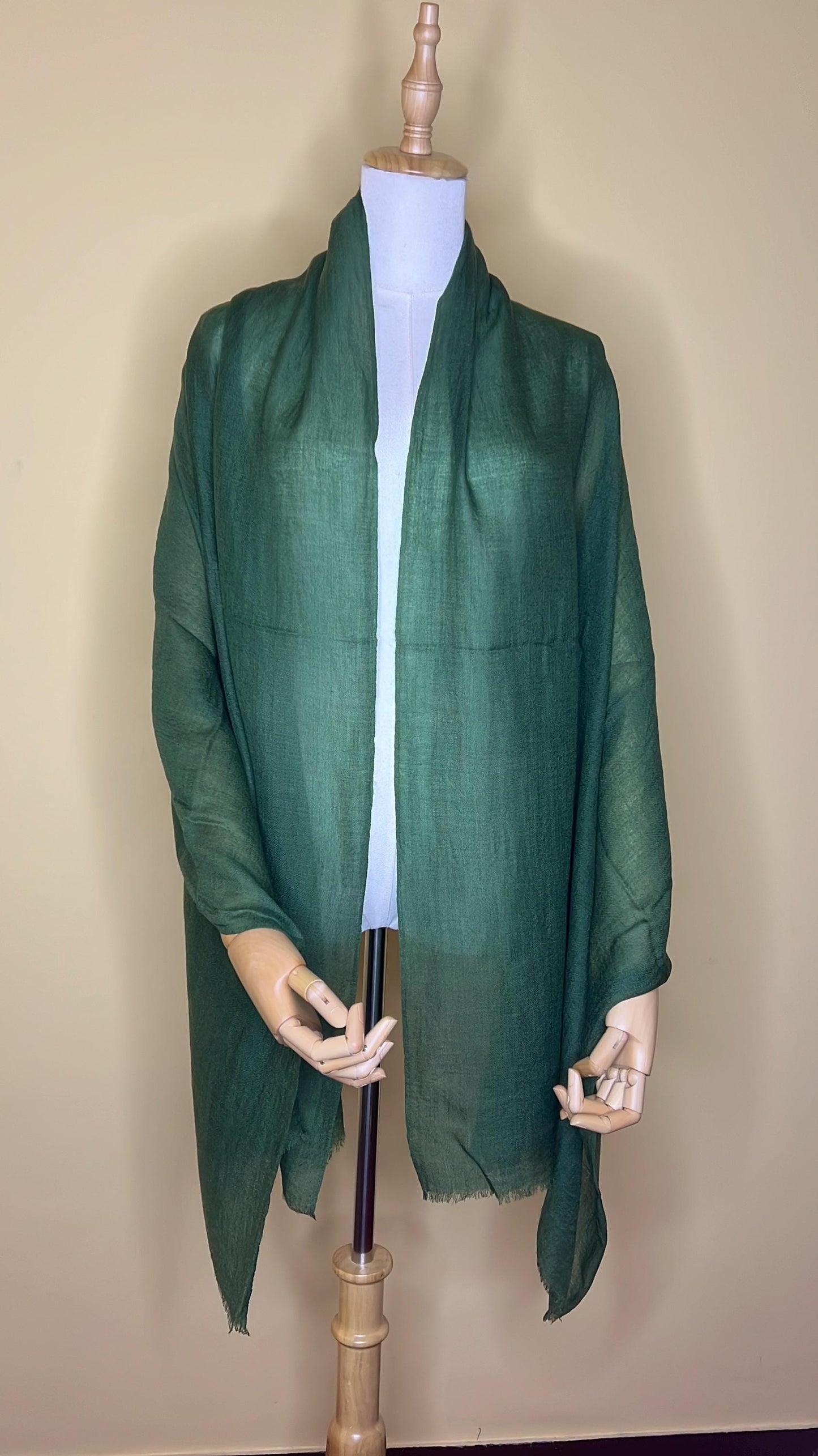 100% Pure Himalayan Cashmere Pashmina Shawl - Mustang Collection Forest Green