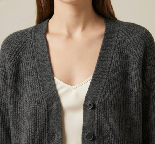 The Lhotse V-Neck Cardigan | Heavyweight 500g Chunky Knit (Undyed)
