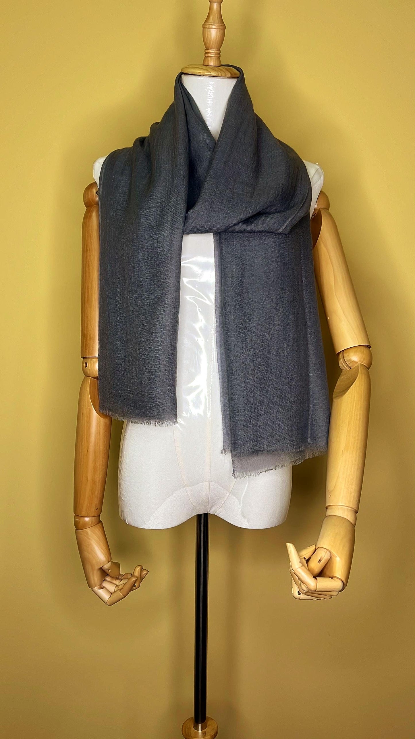 100% Pure Himalayan Cashmere Pashmina Shawl - Mustang Mist Grey