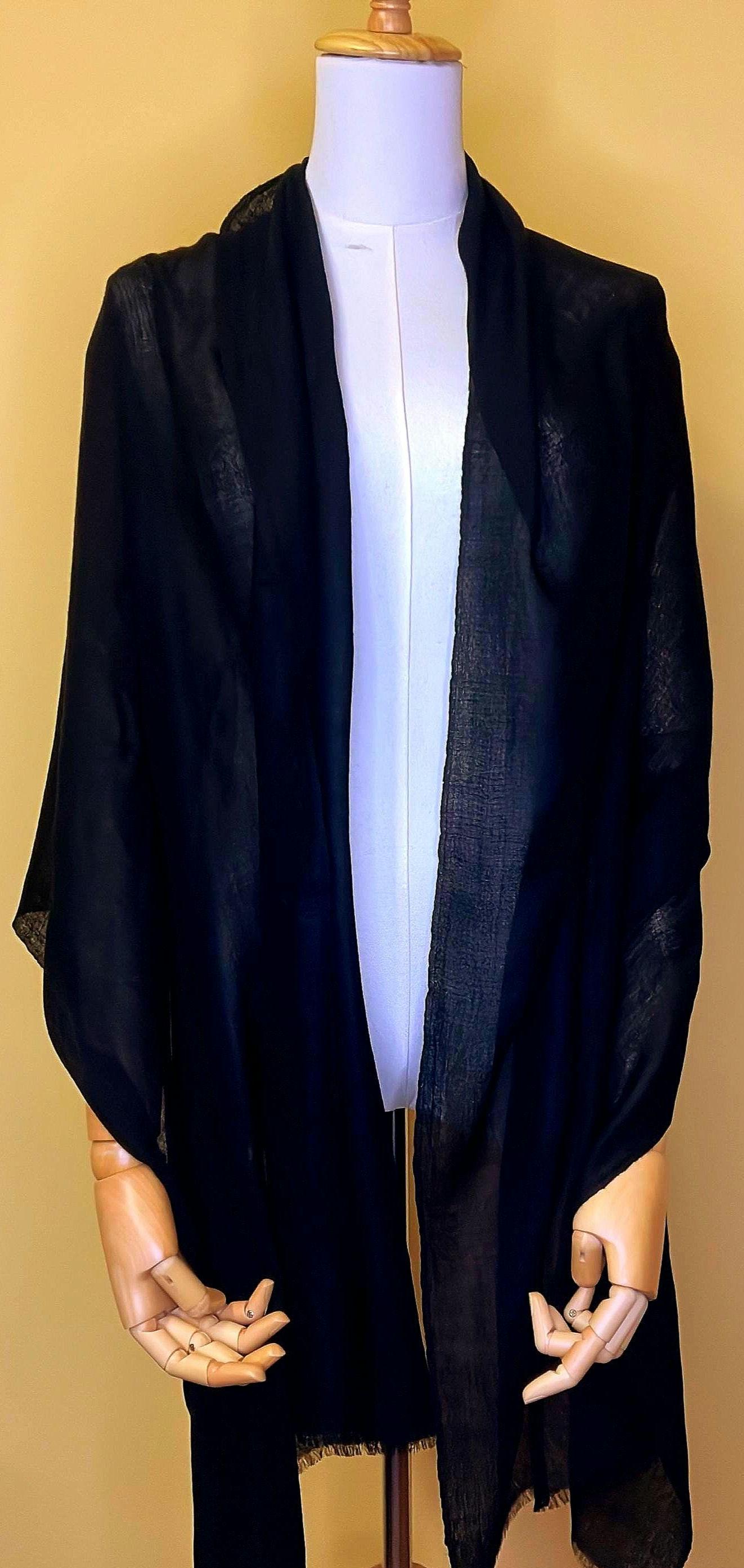 100% Pure Himalayan Cashmere Pashmina Shawl - Dolpo Collection Ebony Black