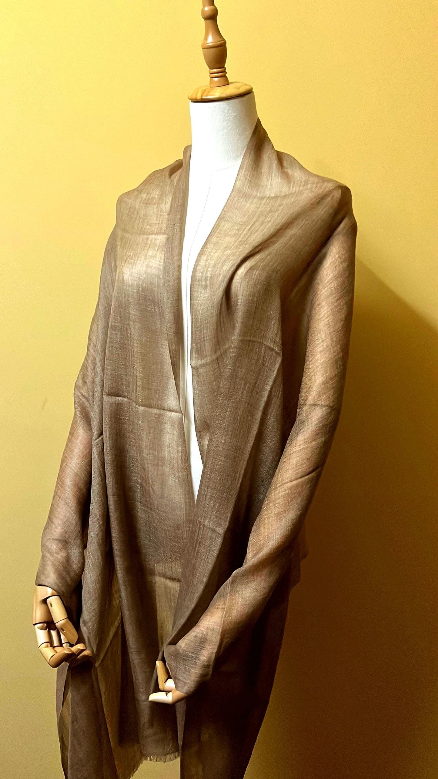 100% Pure Himalayan Cashmere Pashmina Shawl - Annapurna Taupe
