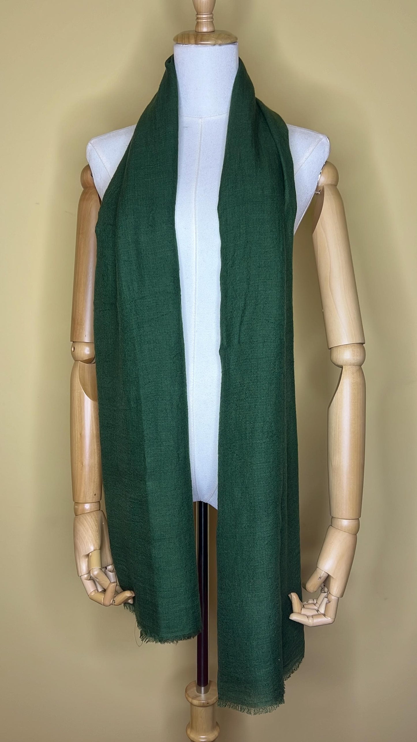 100% Pure Himalayan Cashmere Pashmina Shawl - Mustang Collection Forest Green
