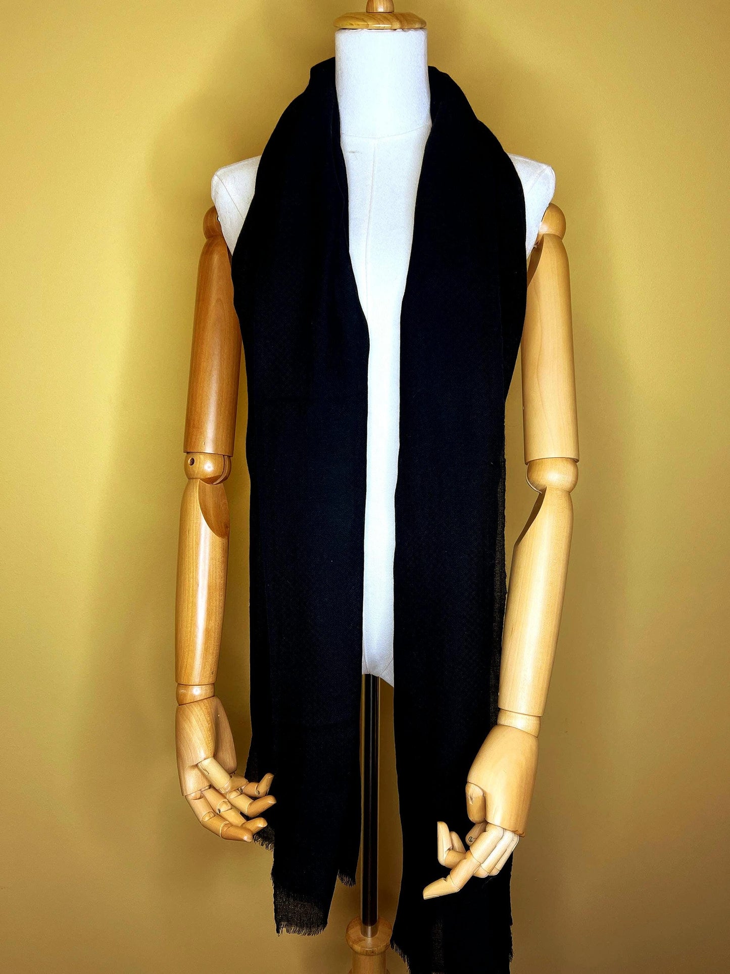 100% Pure Himalayan Cashmere Pashmina Shawl - Dolpo Collection Ebony Black