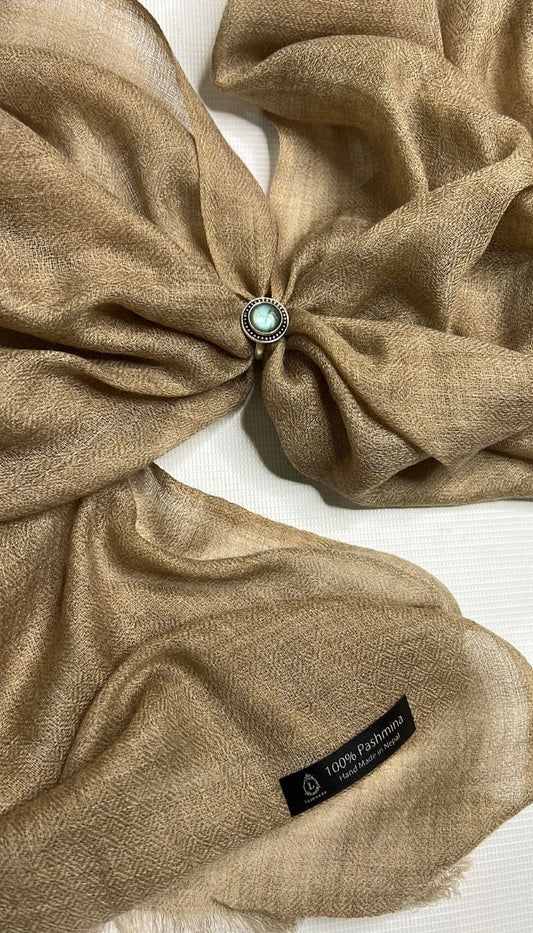 100% Pure Himalayan Cashmere Pashmina Shawl - Earth Tone and Mountain Neutral Collection Annapurna Taupe