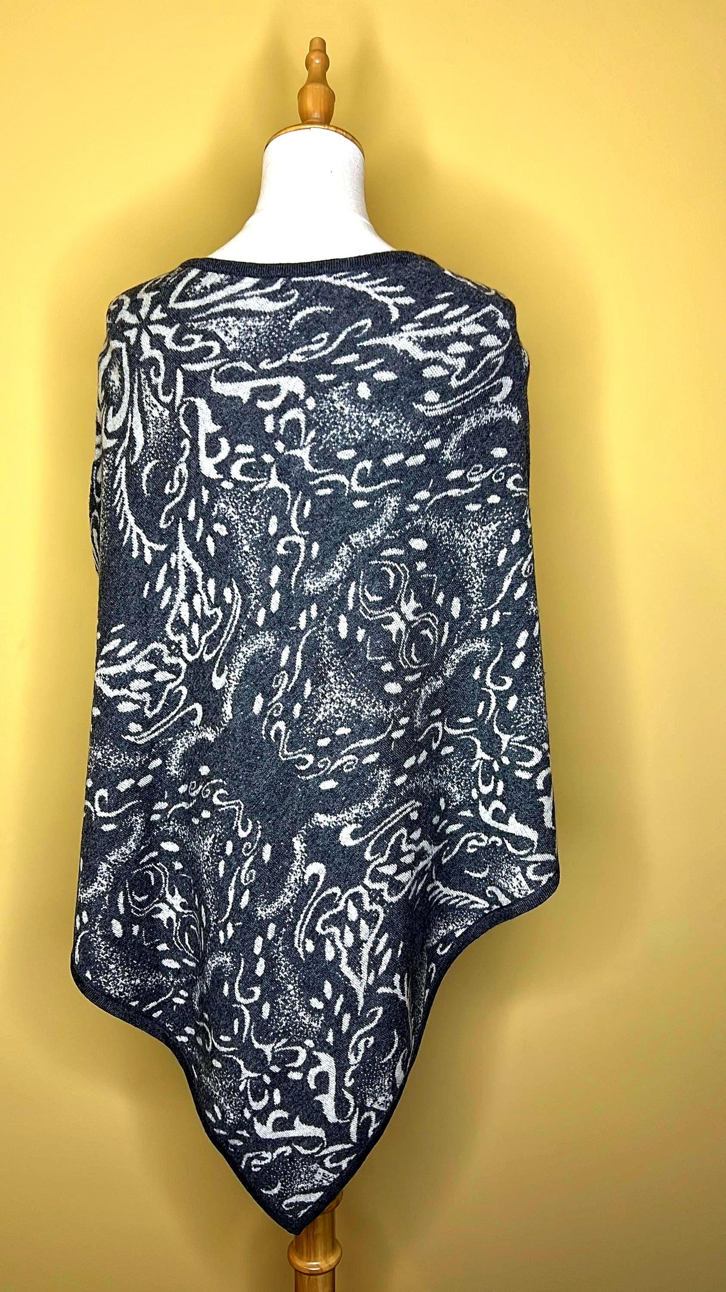 NPIA Certified 100% Pure Cashmere Poncho | Himalayan Changra Goat Cashmere | Smoky Magnolia Cape Wrap | Nepal Handmade Ethical Premium