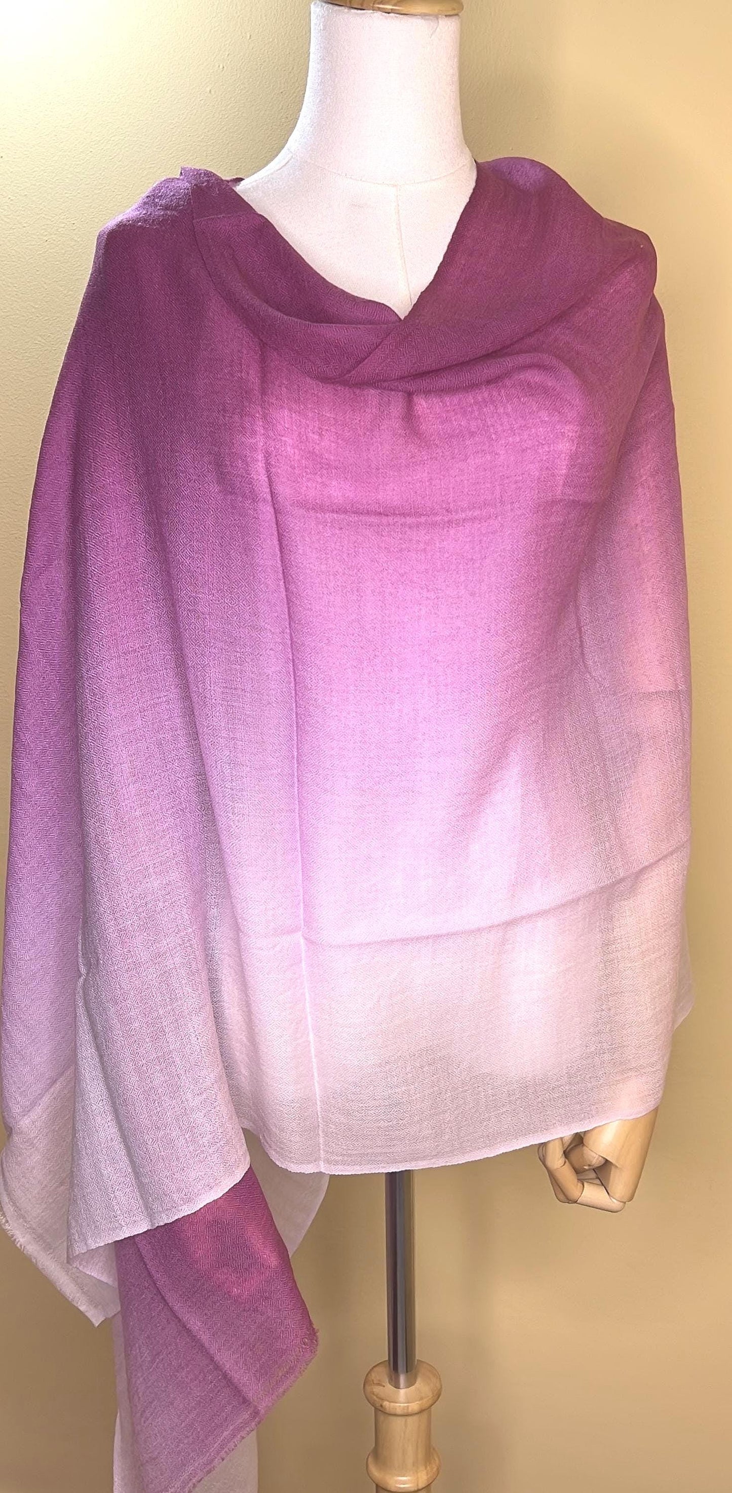 100% Pure Himalayan Cashmere Pashmina Shawl - Annapurna Rhododendron Magenta