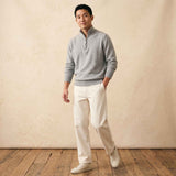 Men's undyed cashmere quarter-zip sweater, Executive in Light Grey Melange - view 1