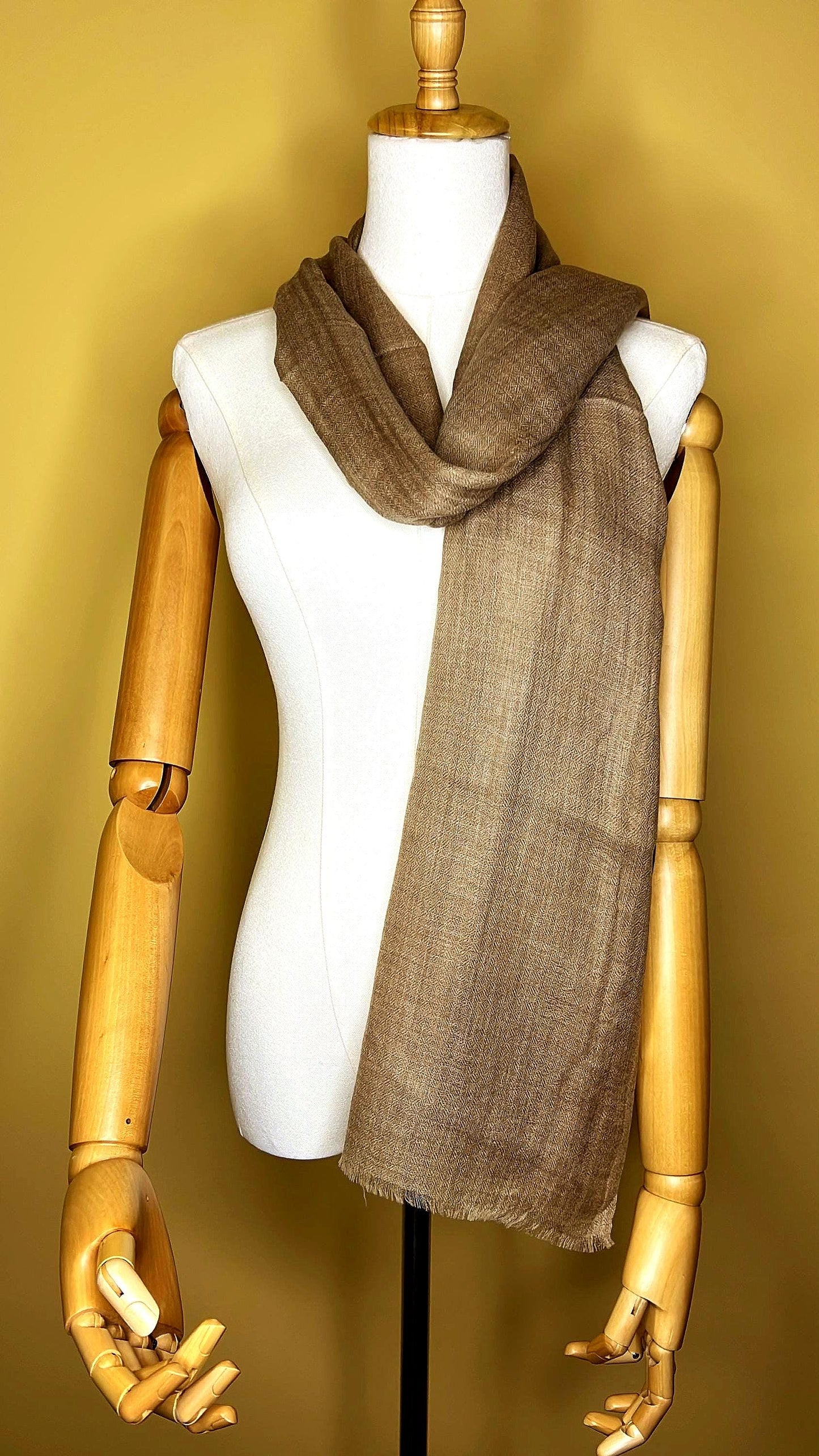 100% Pure Himalayan Cashmere Pashmina Shawl - Annapurna Taupe