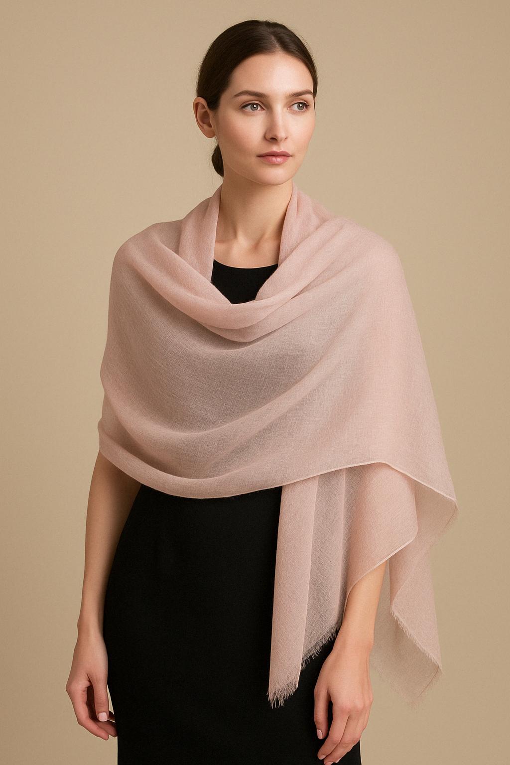 100% Pure Himalayan Cashmere Pashmina Shawl - Upper Mustang Collection Rose Pink