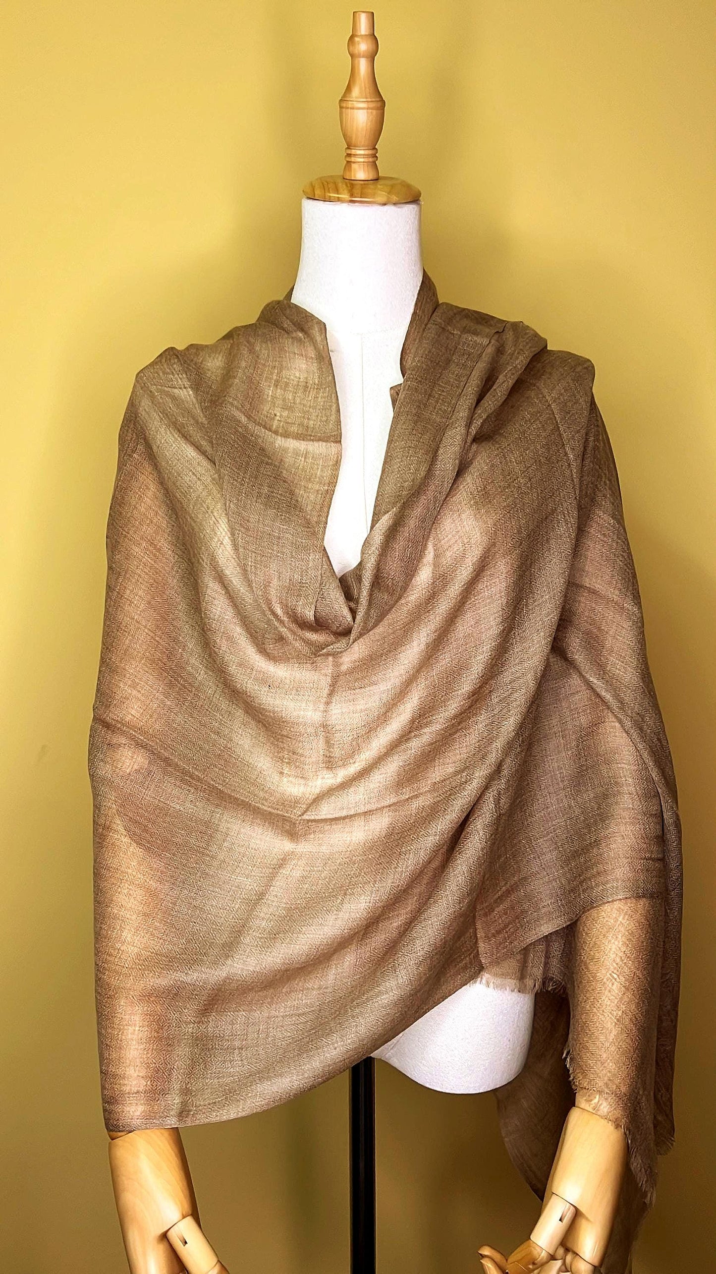 100% Pure Himalayan Cashmere Pashmina Shawl - Annapurna Taupe