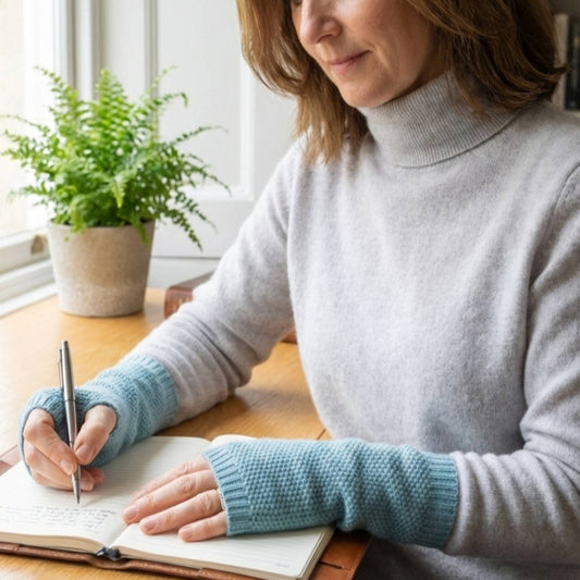 Whisper Cashmere Wrist Warmers | 100% Pure Himalayan Women's Aqua