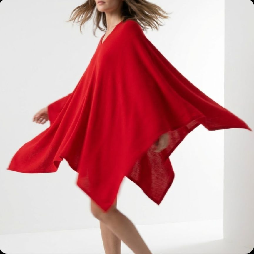 Himalayan Cashmere V-Neck Poncho For Women