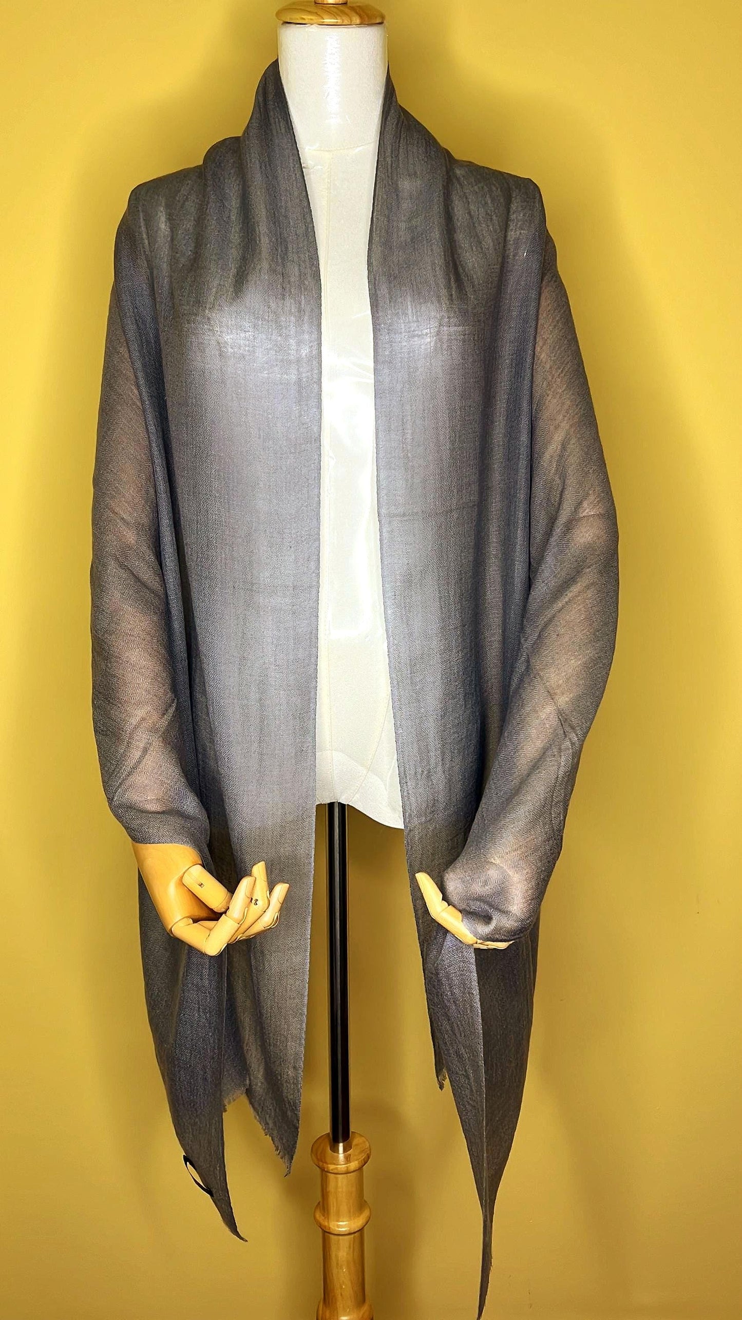 100% Pure Himalayan Cashmere Pashmina Shawl - Mustang Mist Grey