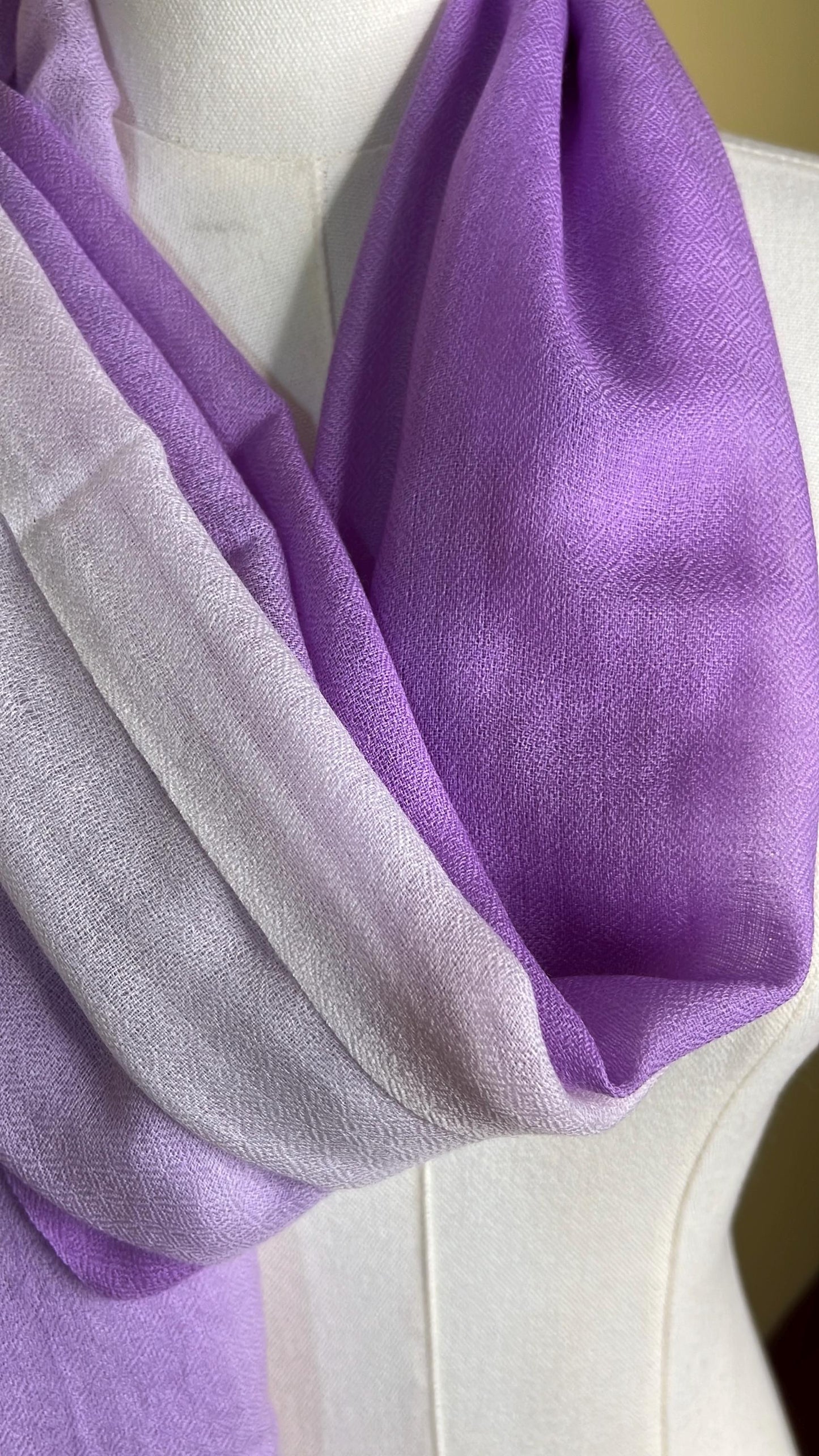 100% Pure Himalayan Cashmere Pashmina Shawl - Annapurna Langtang Lavender