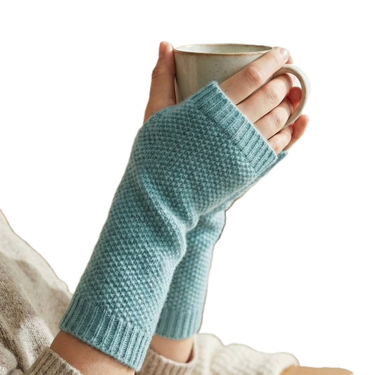 Whisper Cashmere Wrist Warmers | 100% Pure Himalayan Women's Aqua