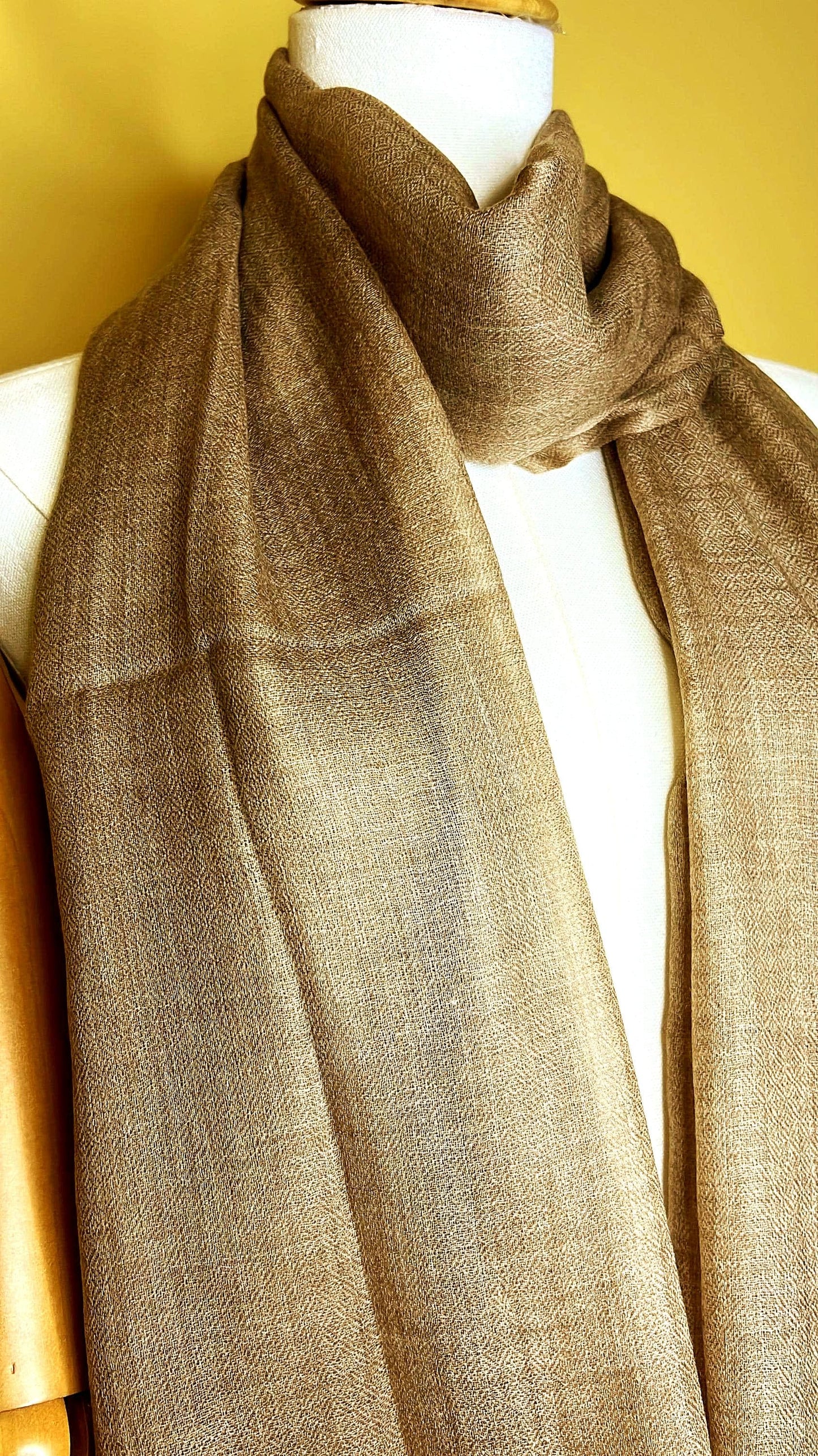 100% Pure Himalayan Cashmere Pashmina Shawl - Annapurna Taupe