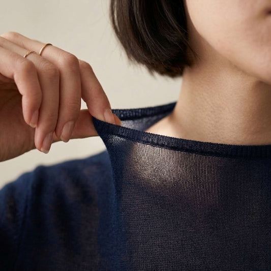 Pure Cashmere Boatneck Top | 70g Featherlight Shell | 3/4 Sleeve | Handcrafted in Nepal | Lumusae