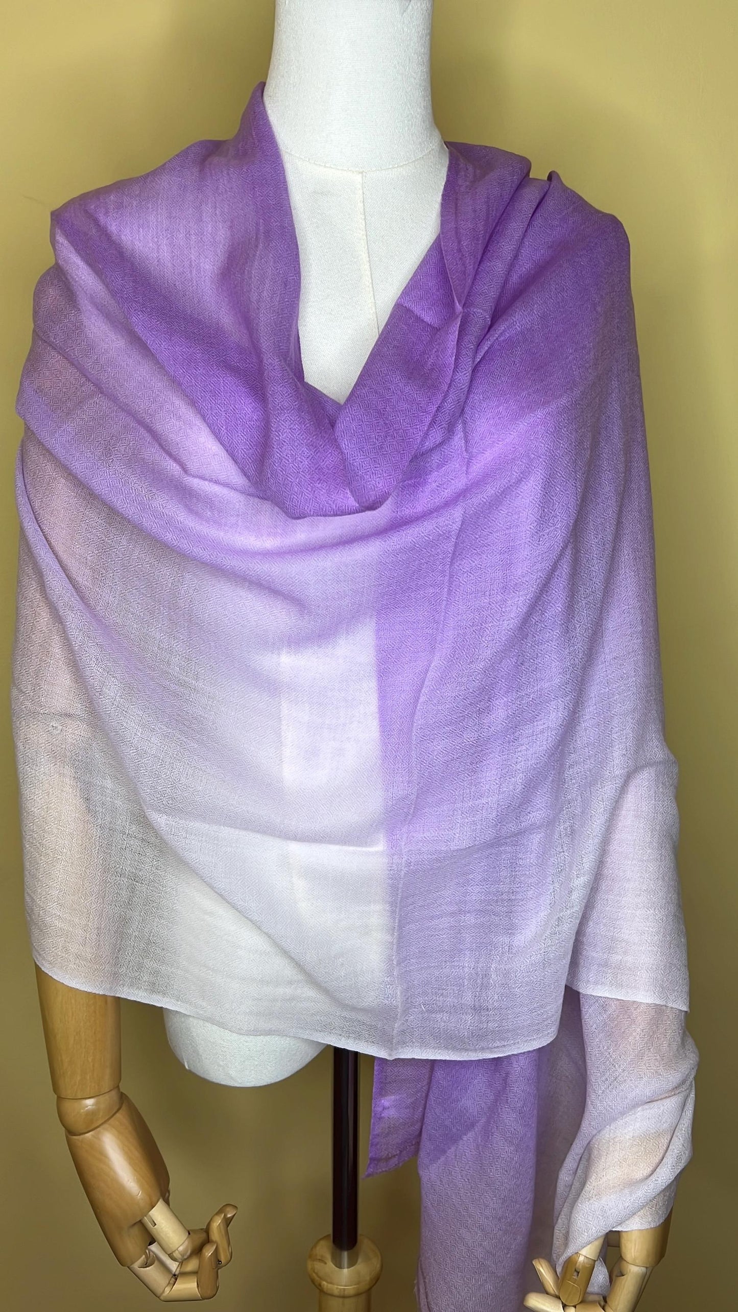 100% Pure Himalayan Cashmere Pashmina Shawl - Annapurna Langtang Lavender