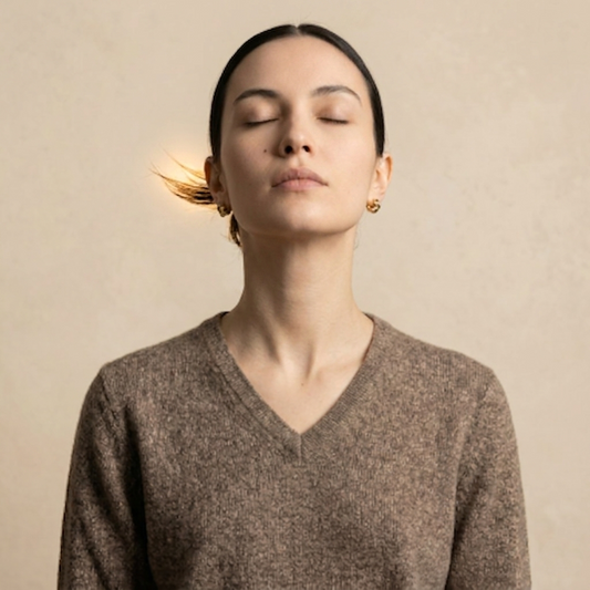 V - Neck Undyed Cashmere Sweater For Women