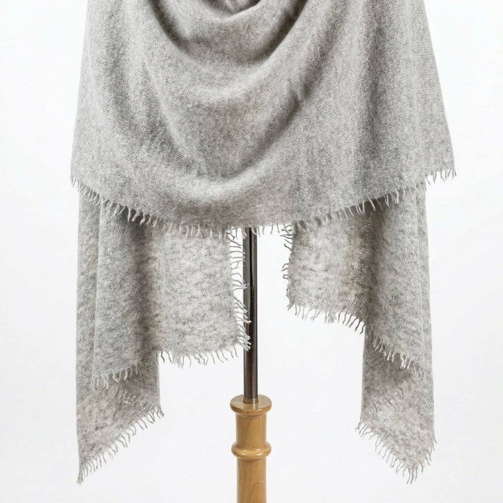 Pure 16-Micron Handknitted Cashmere Pashmina Shawl