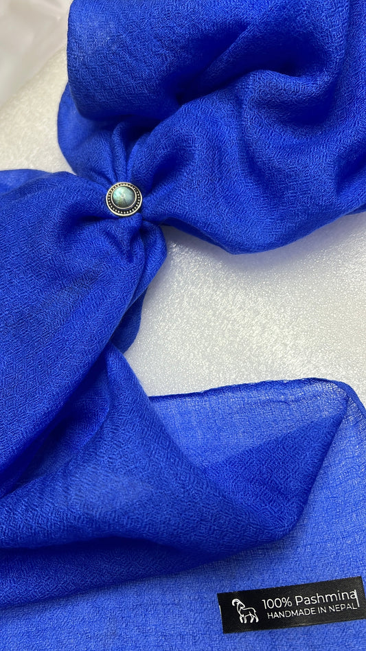 NPIA Certified 100% Pure Himalayan Cashmere Pashmina Shawl - Mustang Sapphire Blue