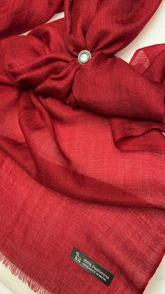 NPIA Certified 100% Pure Himalayan Cashmere Pashmina Shawl - Annapurna crimson red