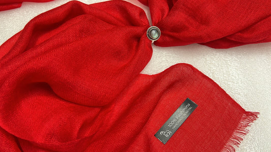 NPIA Certified 100% Pure Himalayan Cashmere Pashmina Shawl - Dolpo Cherry Red