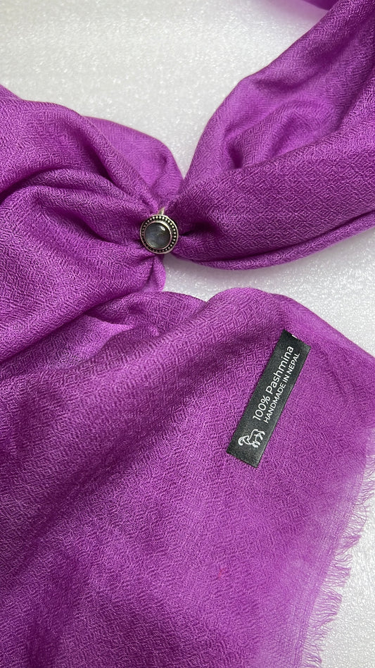 NPIA Certified 100% Pure Himalayan Cashmere Pashmina Shawl - Annapurna Fuchsia Pink