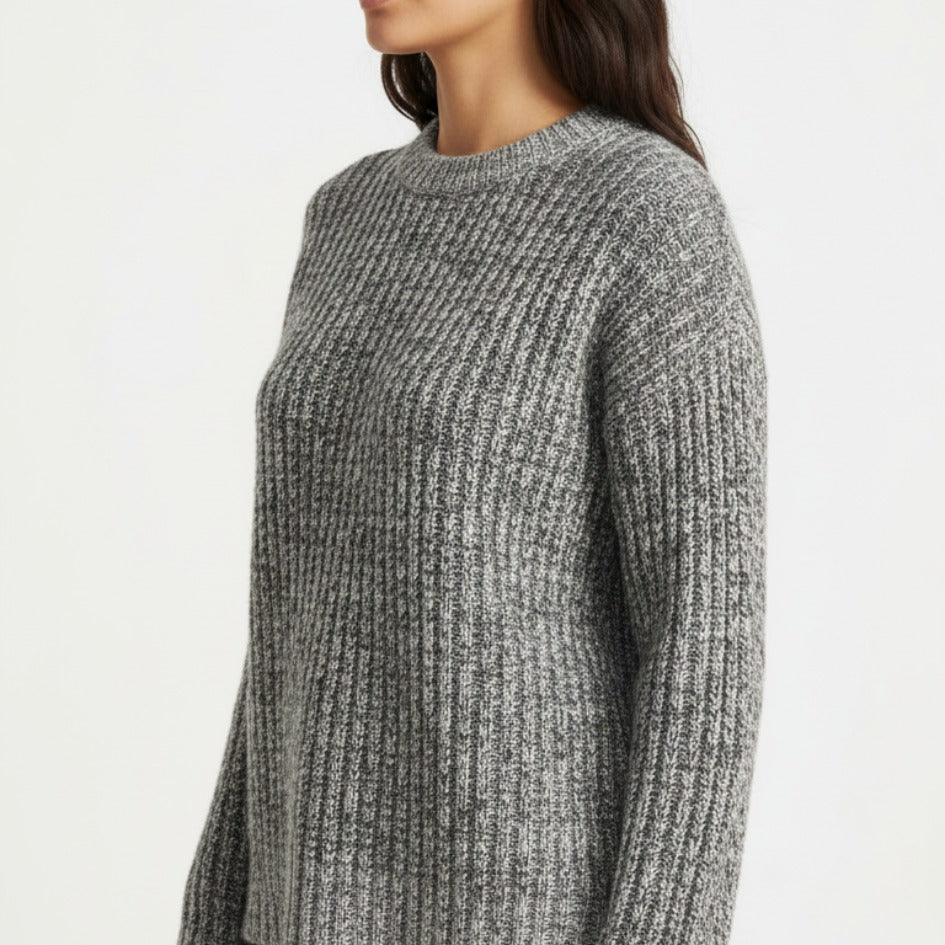 Ella Ribbed Cashmere Crewneck | 100% Pure Himalayan Women's Sweater