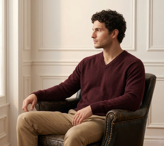 Wine Red Original V-Neck Cashmere Sweater