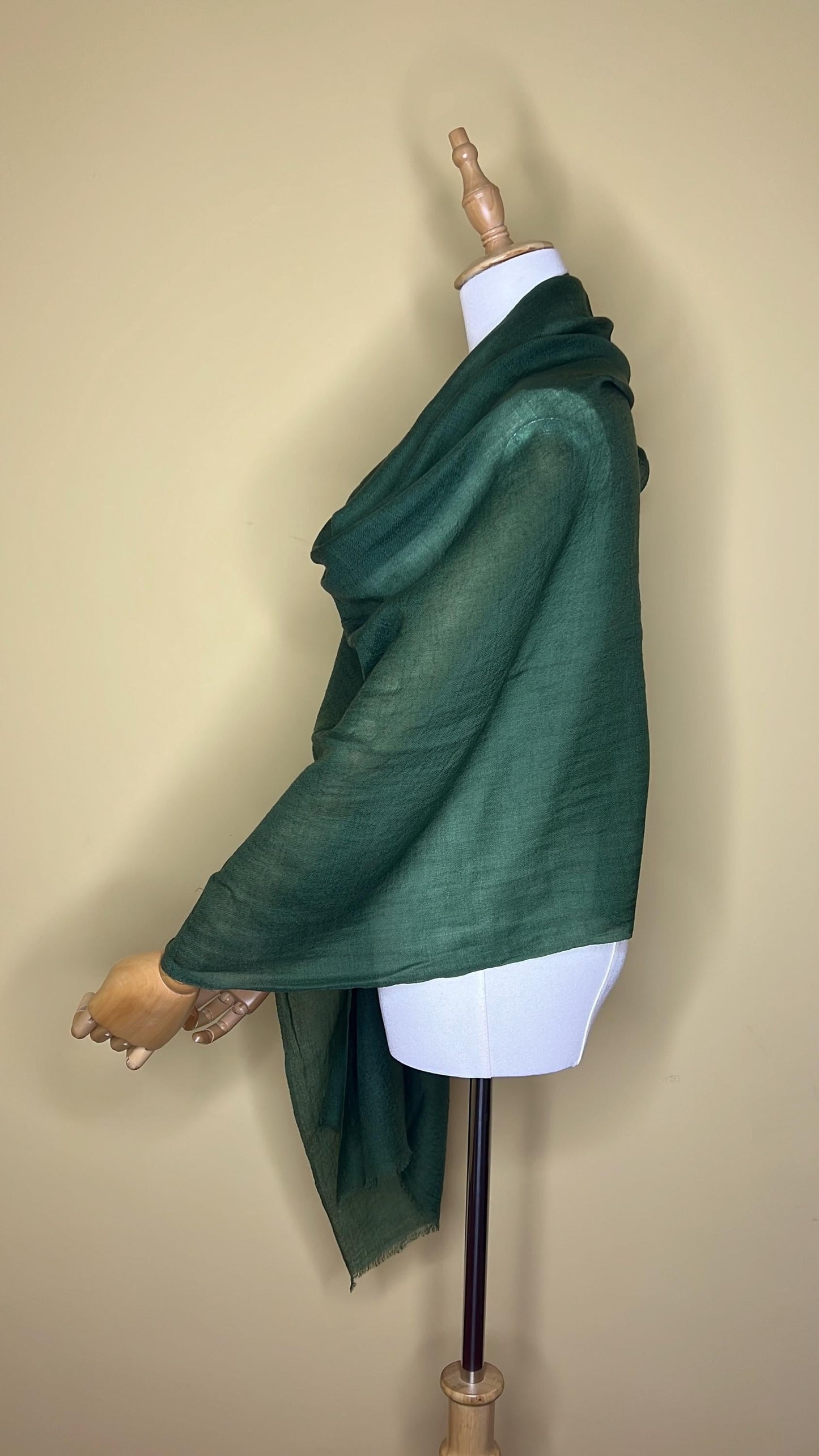 100% Pure Himalayan Cashmere Pashmina Shawl - Mustang Collection Forest Green
