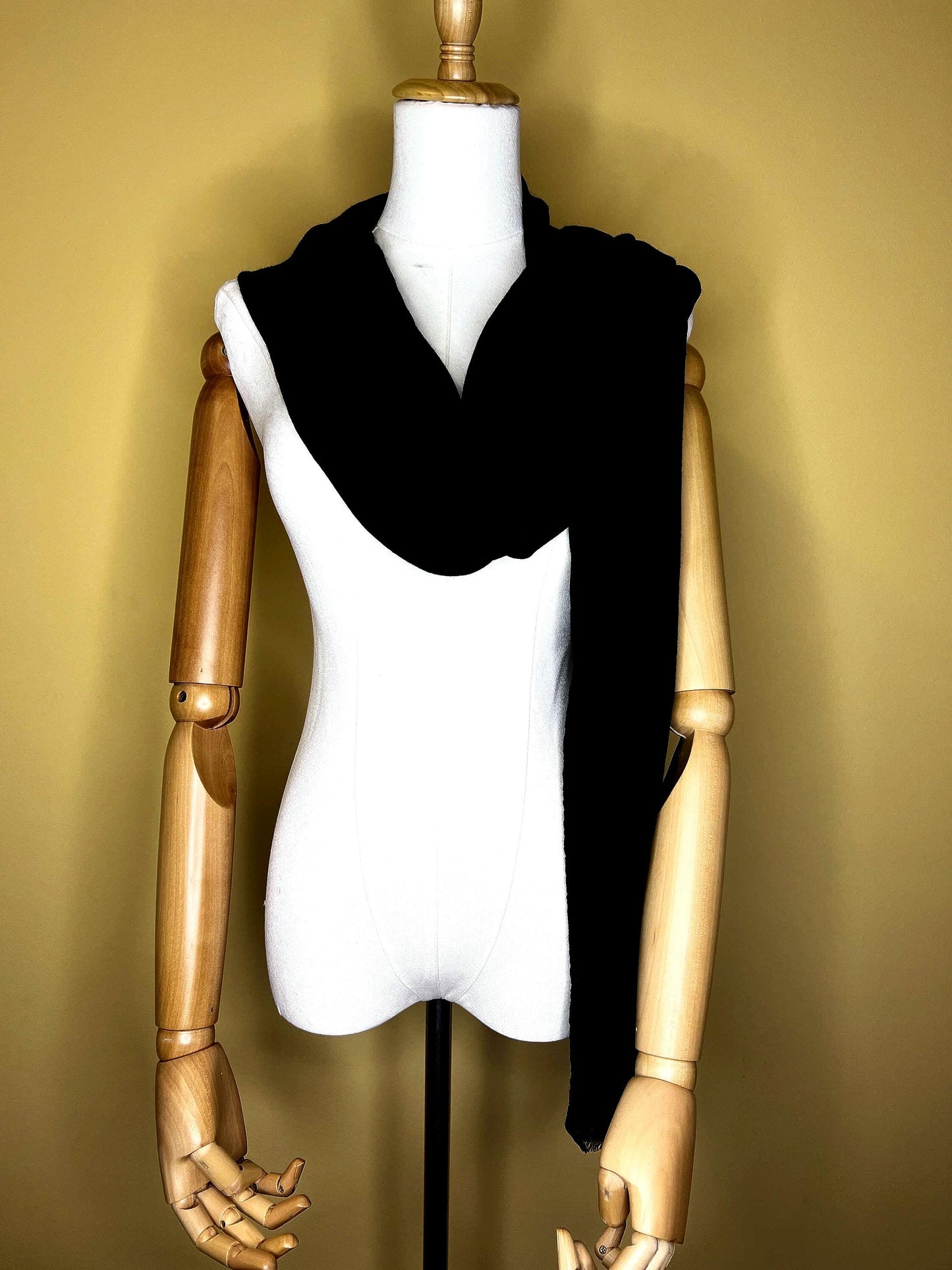 100% Pure Himalayan Cashmere Pashmina Shawl - Dolpo Collection Ebony Black