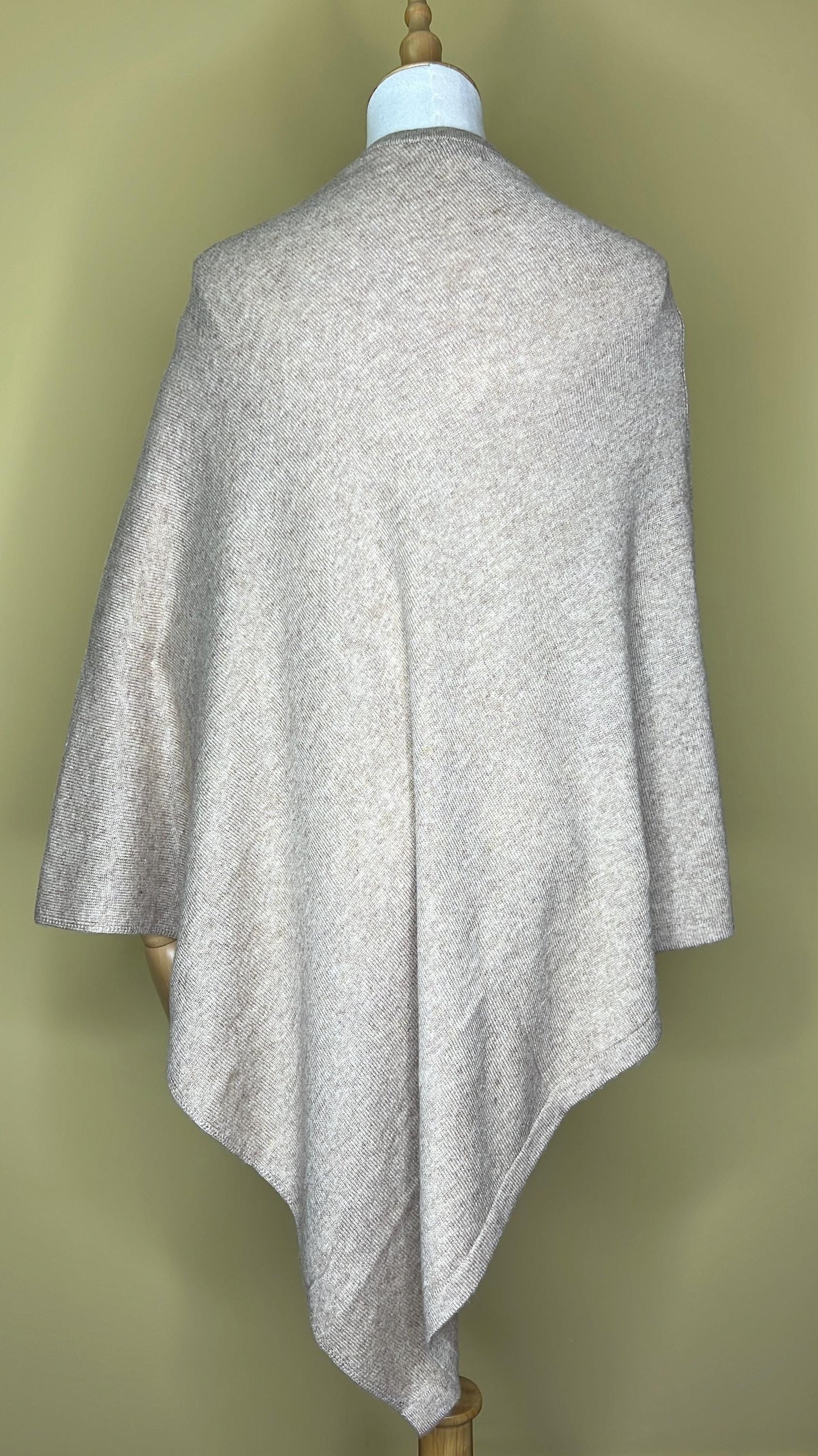 100% Pure Himalayan Cashmere Pashmina Poncho - Upper Mustang Collection Natural Beige