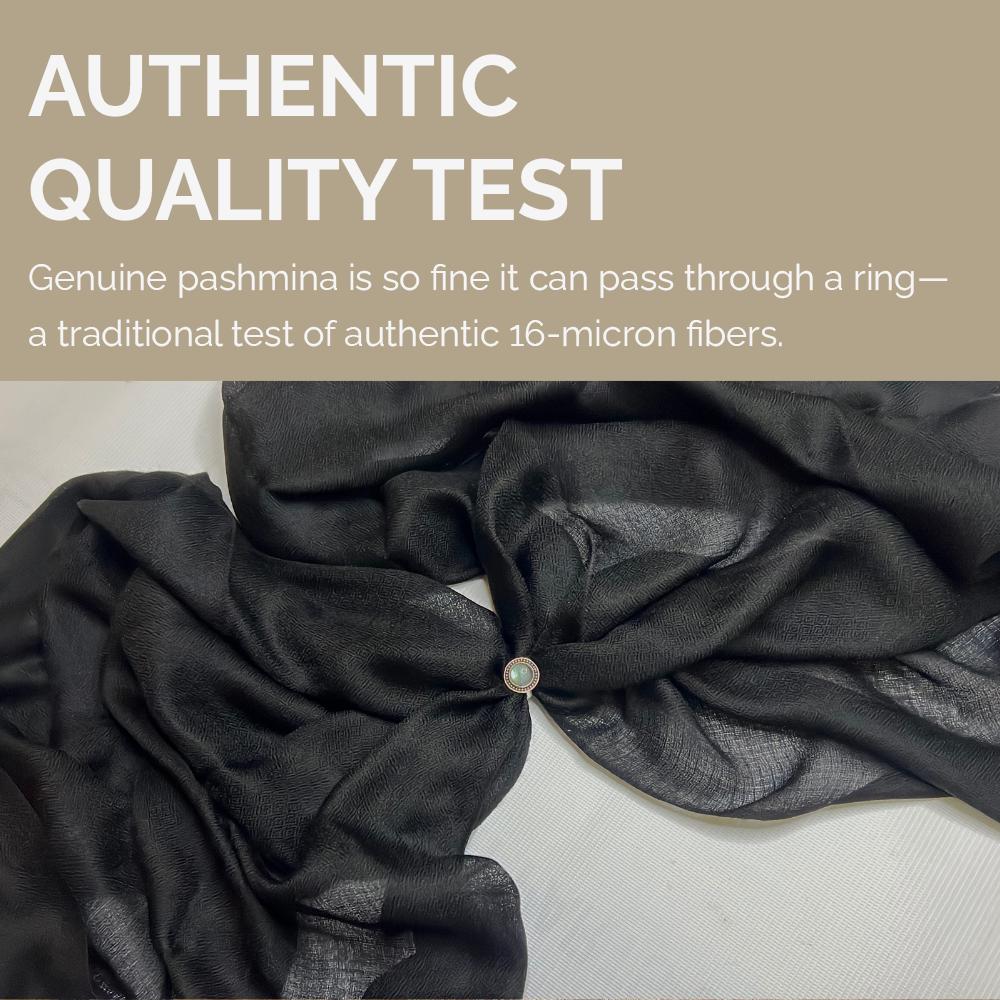 100% Pure Himalayan Cashmere Pashmina Shawl - Dolpo Collection Ebony Black
