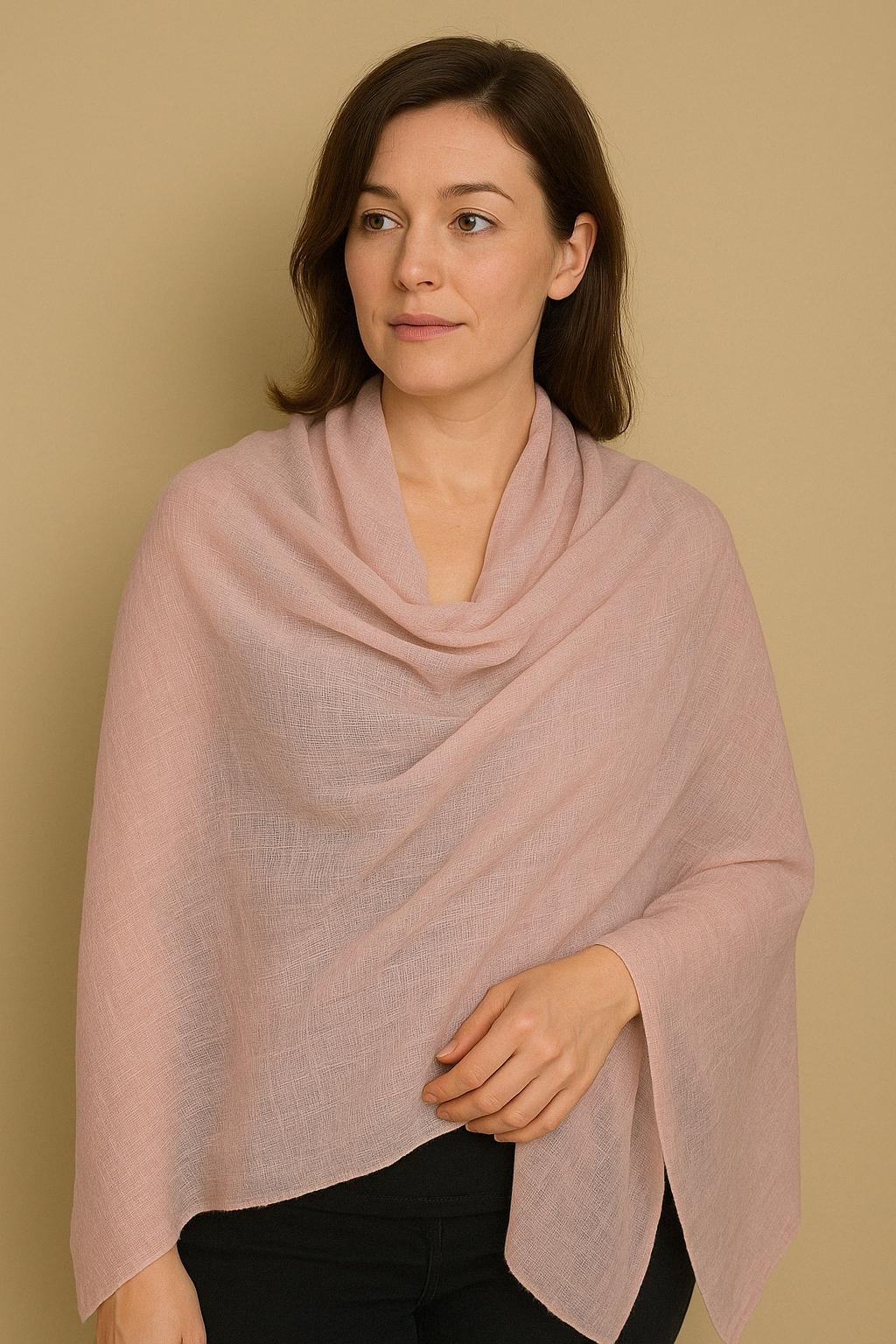 100% Pure Himalayan Cashmere Pashmina Shawl - Upper Mustang Collection Rose Pink