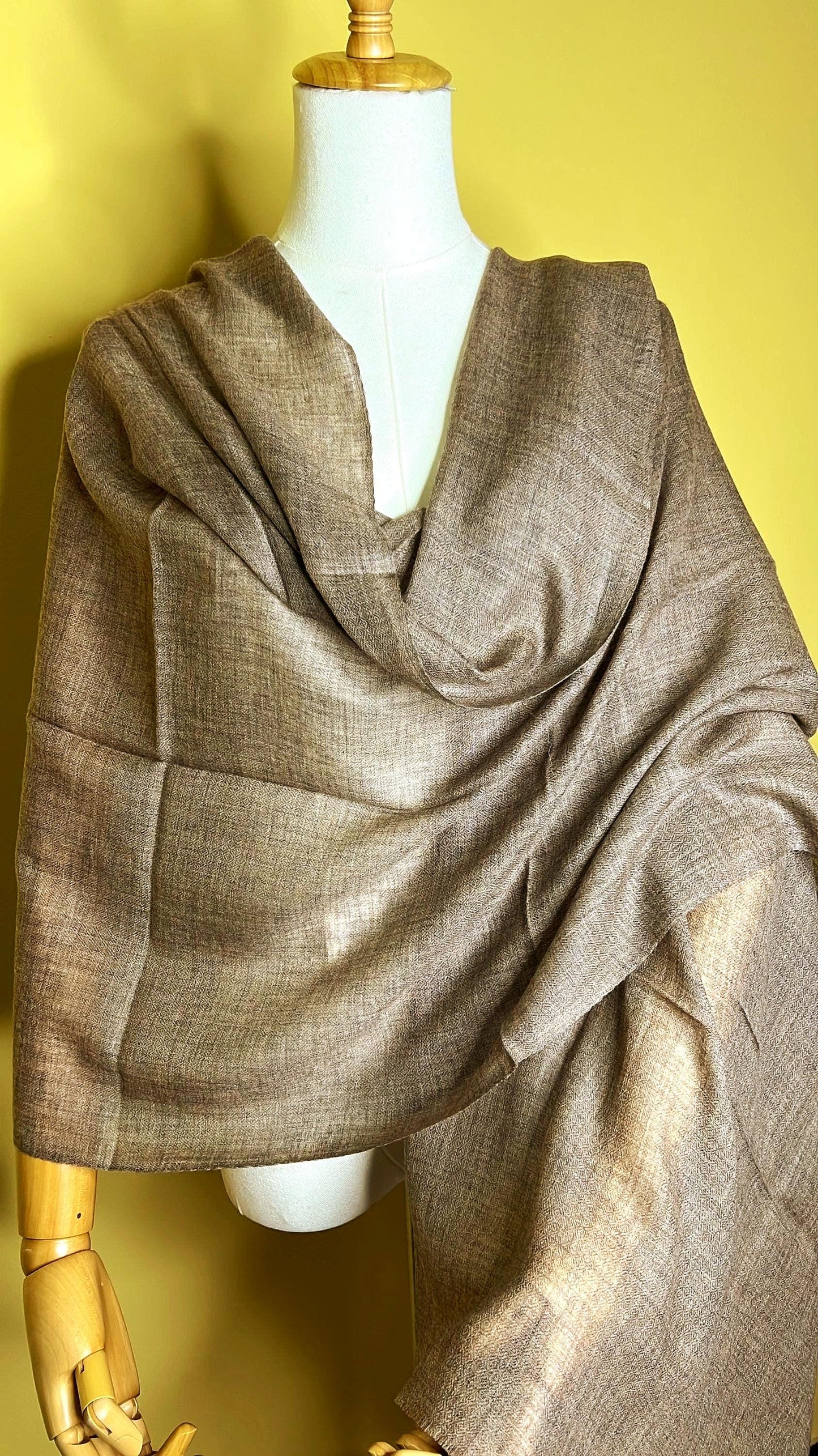 100% Pure Himalayan Cashmere Pashmina Shawl - Upper Dolpo Annapurna Mocha
