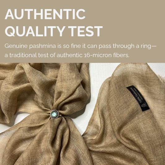 NPIA Certified 100% Pure Himalayan Cashmere Pashmina Shawl - Annapurna Taupe - Lumusae