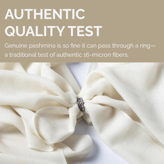 NPIA Certified 100% Pure Himalayan Cashmere Pashmina Shawl - Mustang Everest White - Lumusae