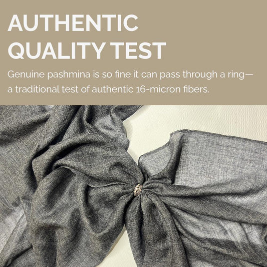NPIA Certified 100% Pure Himalayan Cashmere Pashmina Shawl - Mustang Himalayan Dusk Grey - Lumusae
