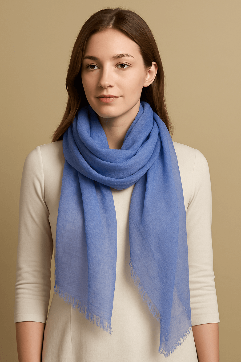 NPIA Certified 100% Pure Himalayan Cashmere Pashmina Shawl - Namche Sky Blue - Lumusae