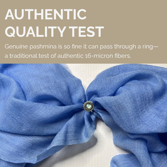 NPIA Certified 100% Pure Himalayan Cashmere Pashmina Shawl - Namche Sky Blue - Lumusae