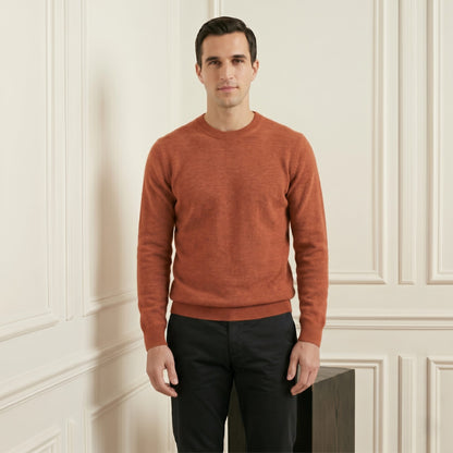 Amber men's 100% cashmere crewneck sweater - front view on model