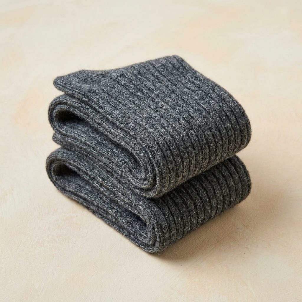 Dark Grey Melange women's undyed cashmere knee-high socks - knit texture close-up