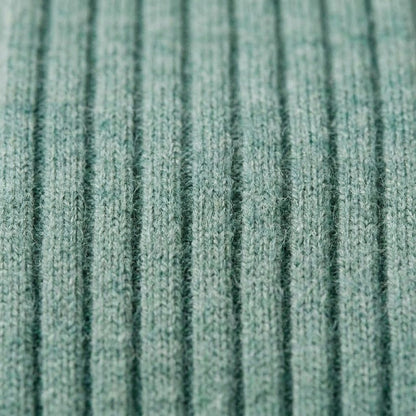 Heathered Jade women's 100% cashmere knee-high socks - knit texture close-up