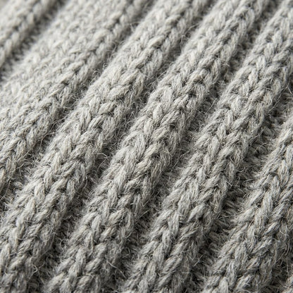 Light Grey Melange women's undyed cashmere knee-high socks - knit texture close-up