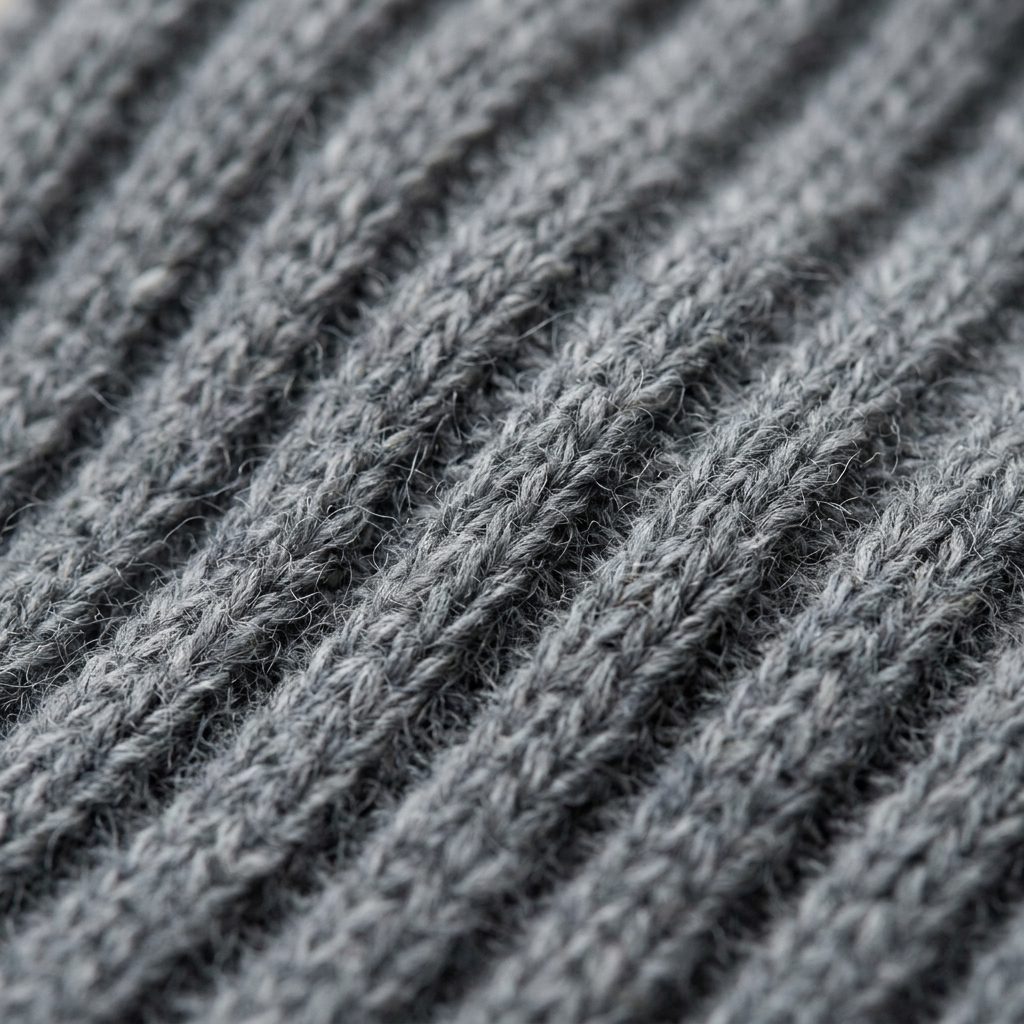 Mid Grey Melange women's undyed cashmere knee-high socks - knit texture close-up