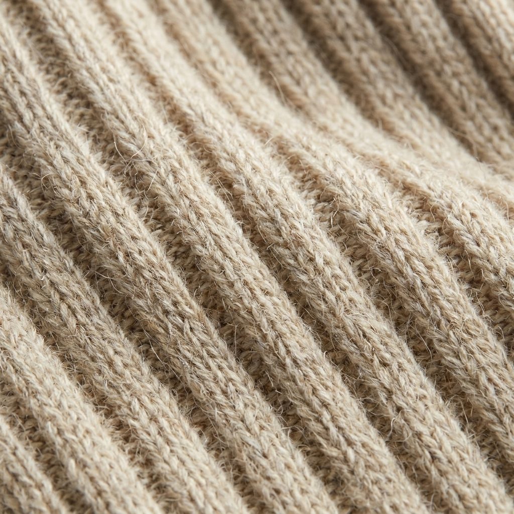Oatmeal Melange women's undyed cashmere knee-high socks - knit texture close-up