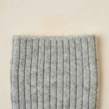 Light Grey Melange women's undyed cashmere knee-high socks - ribbed cuff detail